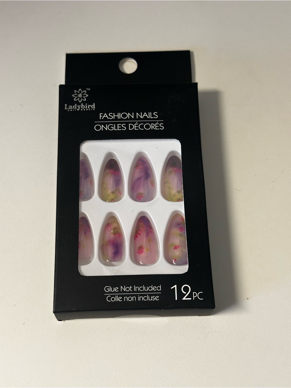 Ladybird Fashion Press-On Nails in Purple & Pink Floral - 12 Pack